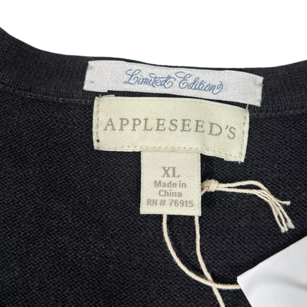 Limited Edition Appleseed's Womens Black Christmas Angels Cardigan Sweater Sz XL - Picture 10 of 16